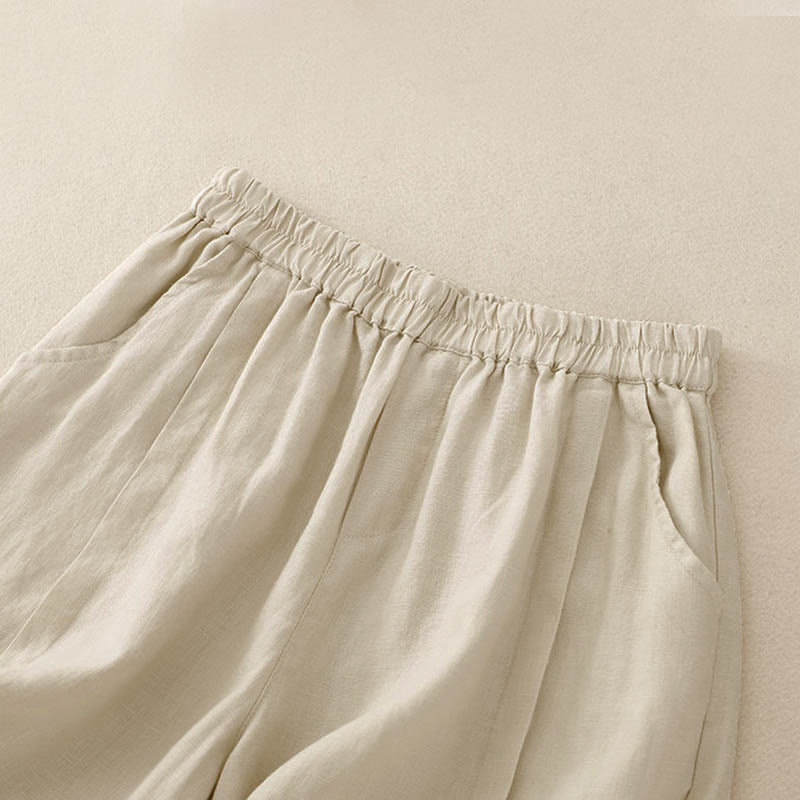 Casual Solid Color Women's Cotton Shorts With Pockets