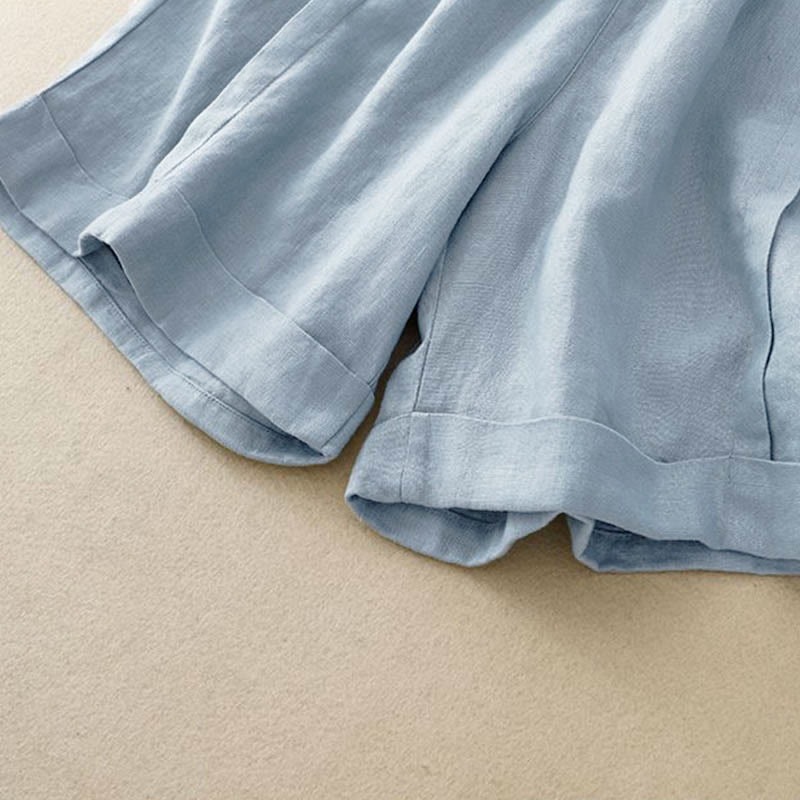 Casual Solid Color Women's Cotton Shorts With Pockets