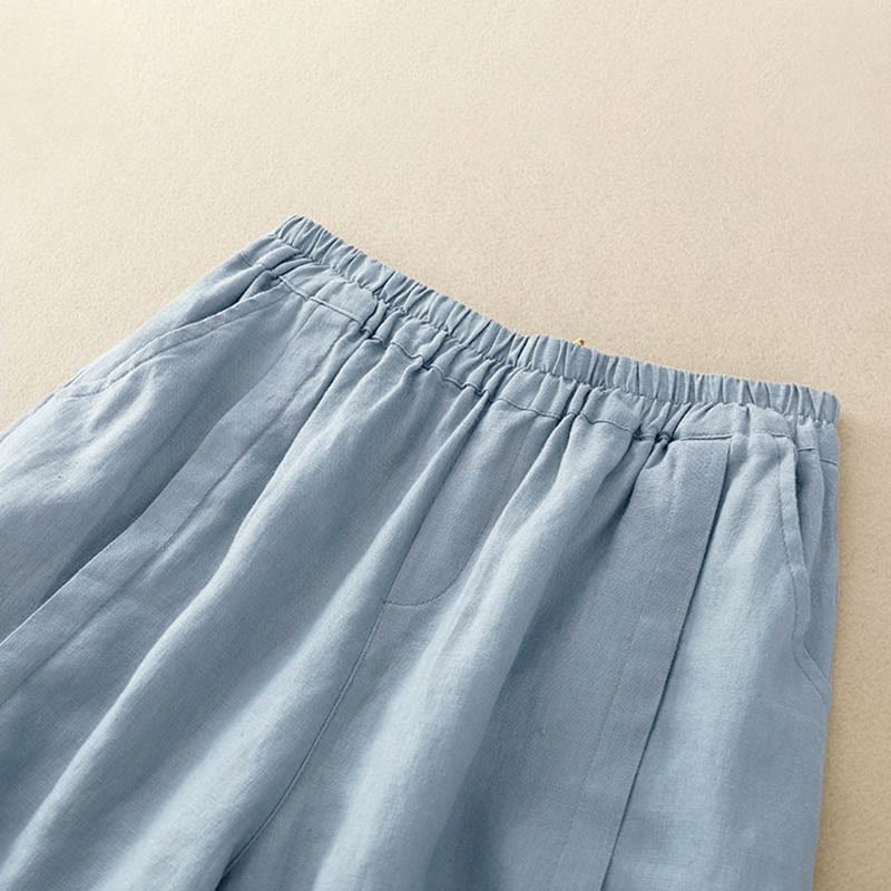 Casual Solid Color Women's Cotton Shorts With Pockets