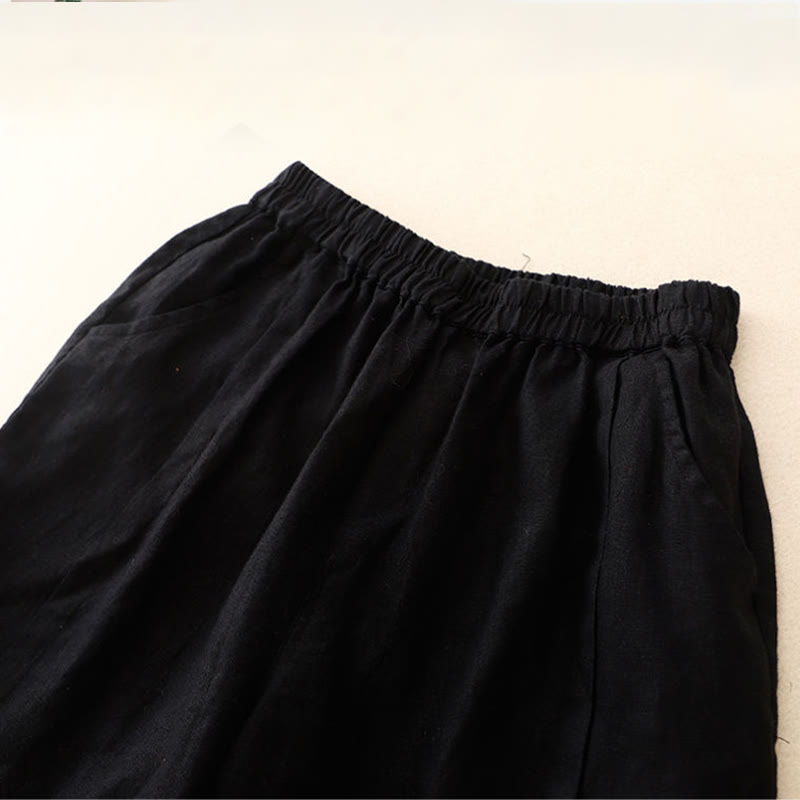 Casual Solid Color Women's Cotton Shorts With Pockets