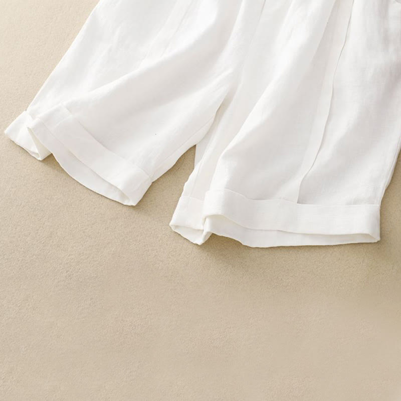 Casual Solid Color Women's Cotton Shorts With Pockets