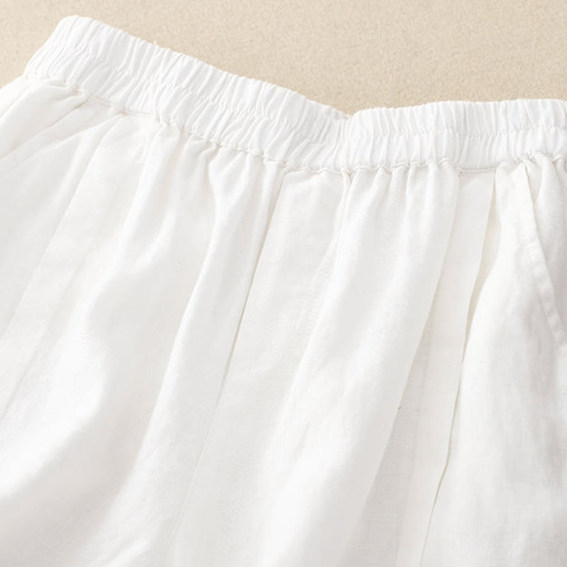 Casual Solid Color Women's Cotton Shorts With Pockets