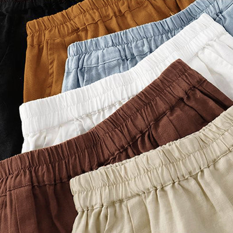 Casual Solid Color Women's Cotton Shorts With Pockets