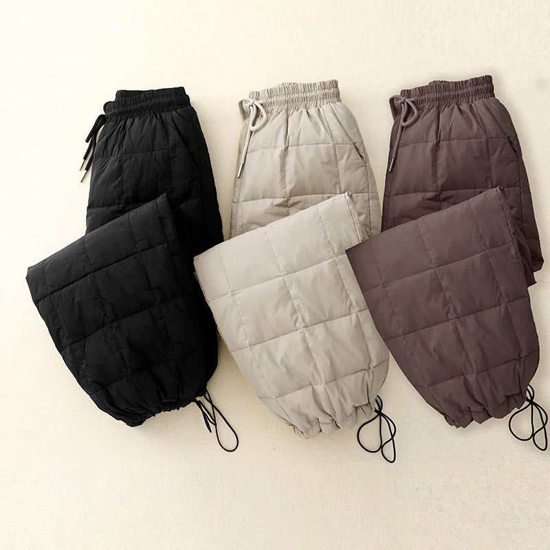 Winter Drawstring Leg Opening Design Women's Cotton Pants With Pockets
