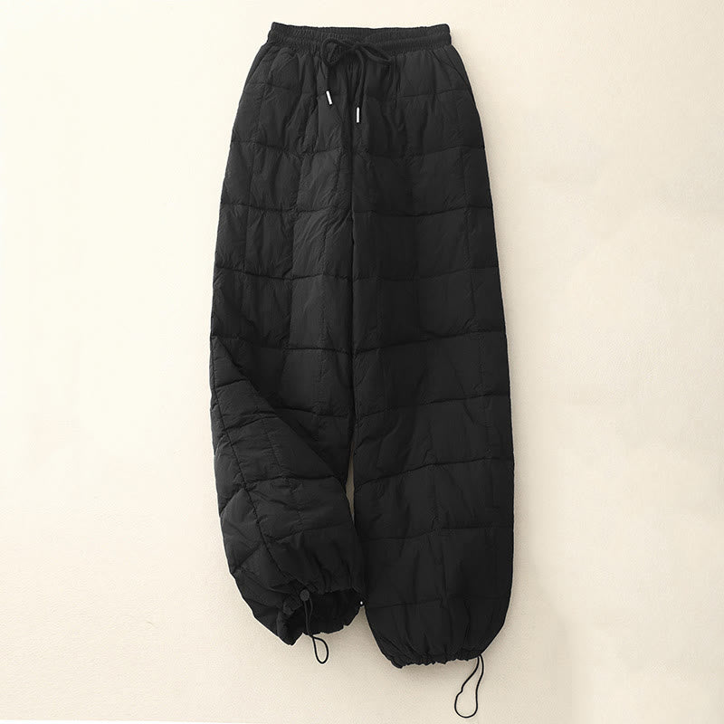 Winter Drawstring Leg Opening Design Women's Cotton Pants With Pockets