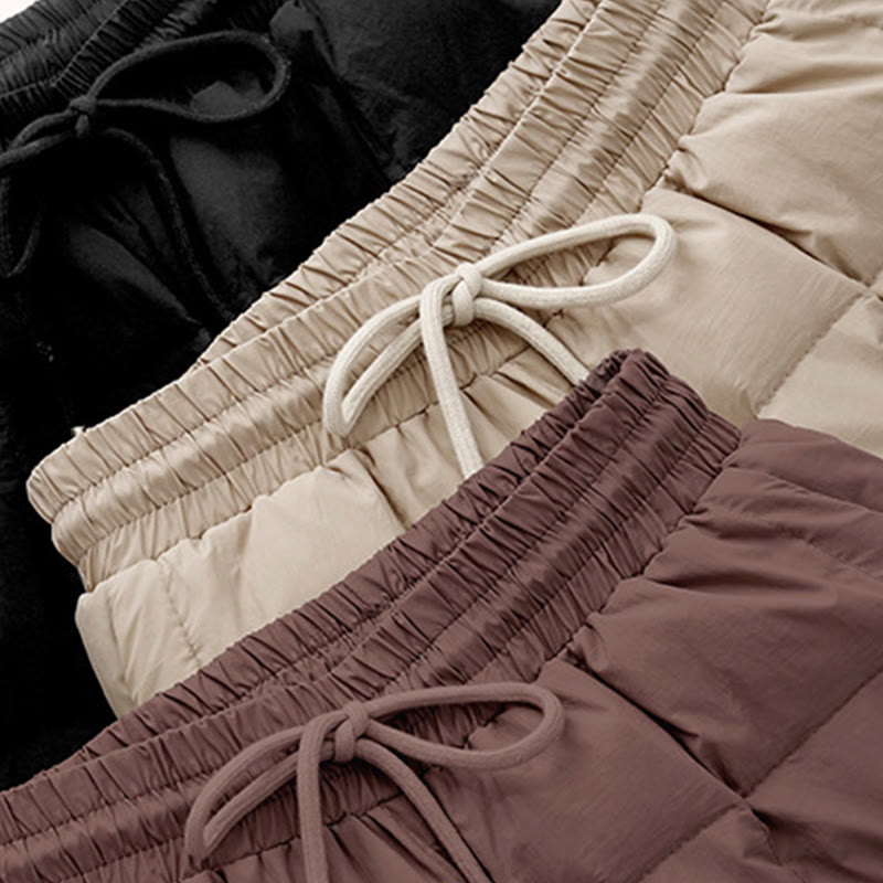 Winter Drawstring Leg Opening Design Women's Cotton Pants With Pockets
