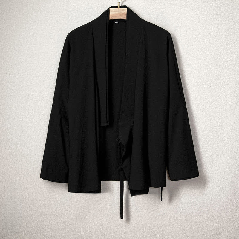 Cotton Linen Slim-Fit Open-Front Meditation Kimono