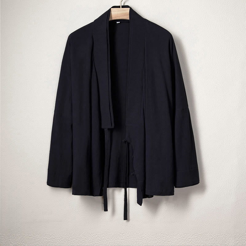 Cotton Linen Slim-Fit Open-Front Meditation Kimono