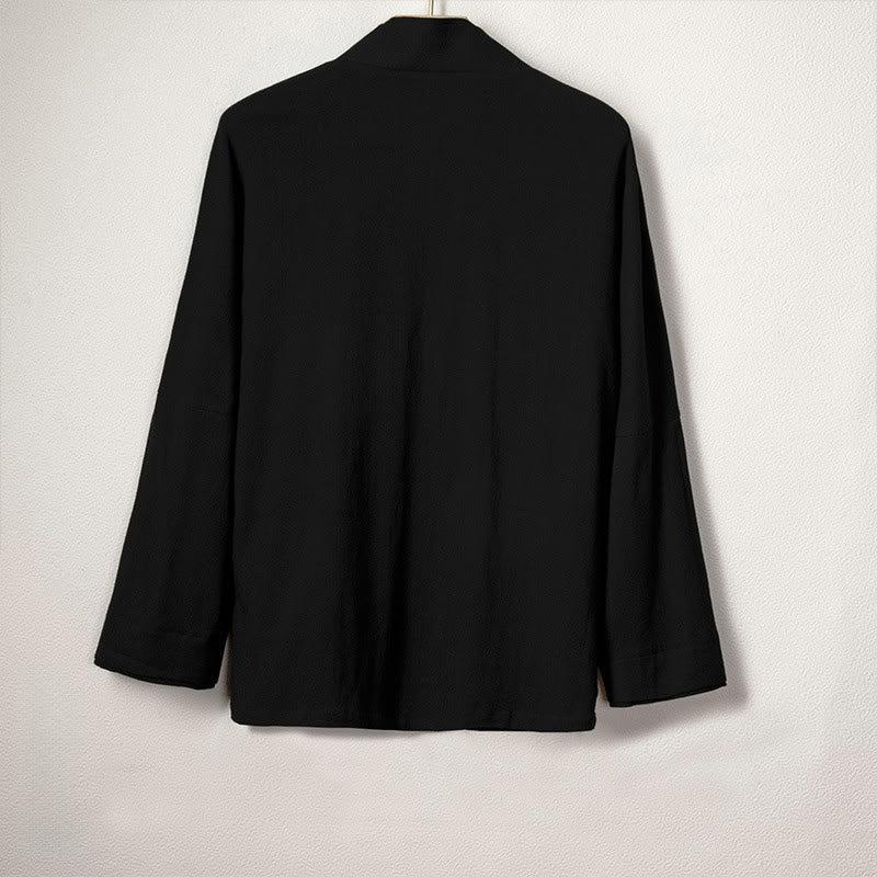 Cotton Linen Slim-Fit Open-Front Meditation Kimono