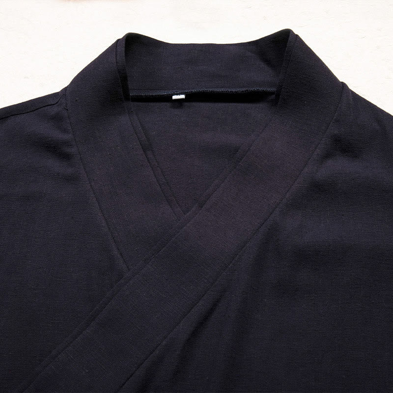 Cotton Linen Slim-Fit Open-Front Meditation Kimono