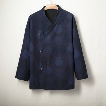 Cotton Linen Fleece-Lined Slim V-Neck Mindful Jacket Shirt