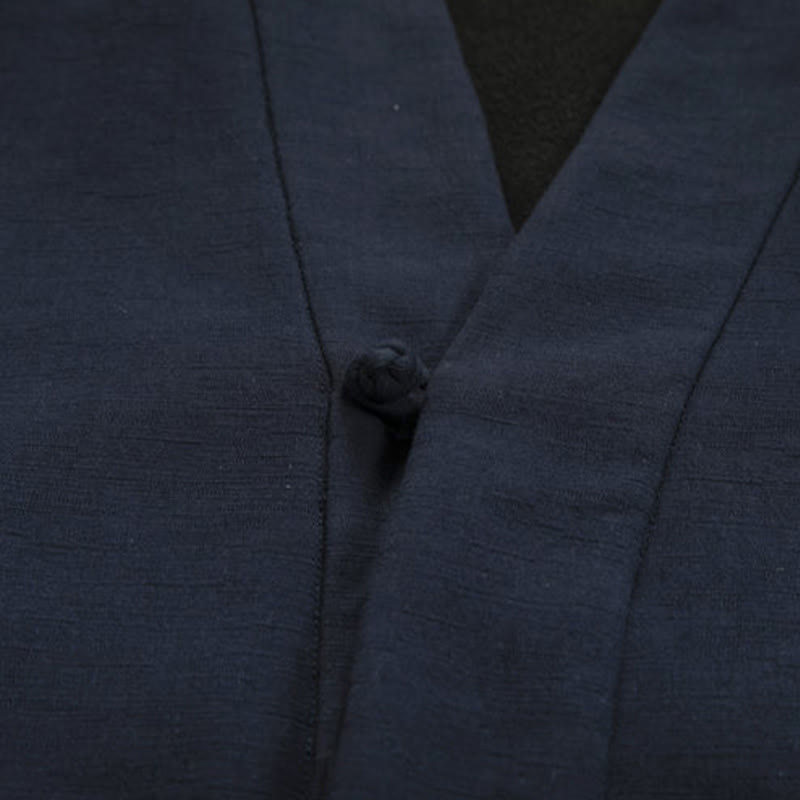 Cotton Linen Fleece-Lined Open Front Meditation Kimono Jacket