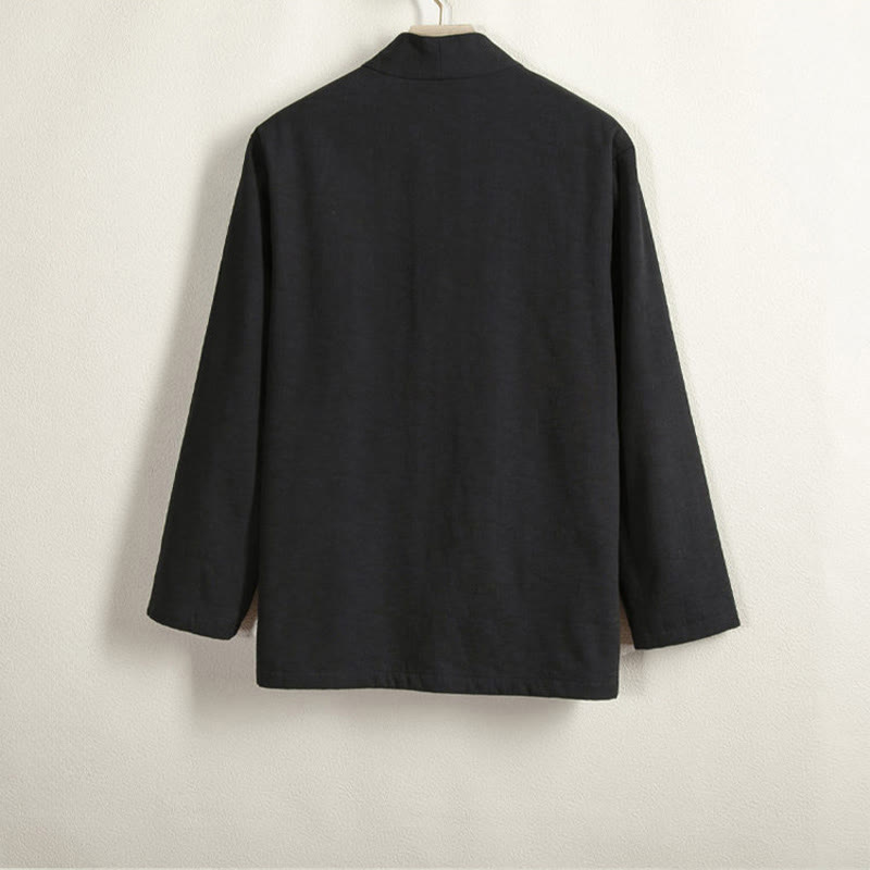 Cotton Linen Fleece-Lined Open Front Meditation Kimono Jacket