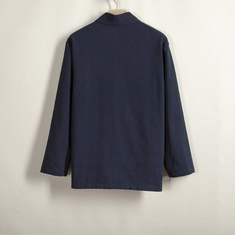 Cotton Linen Fleece-Lined Open Front Meditation Kimono Jacket