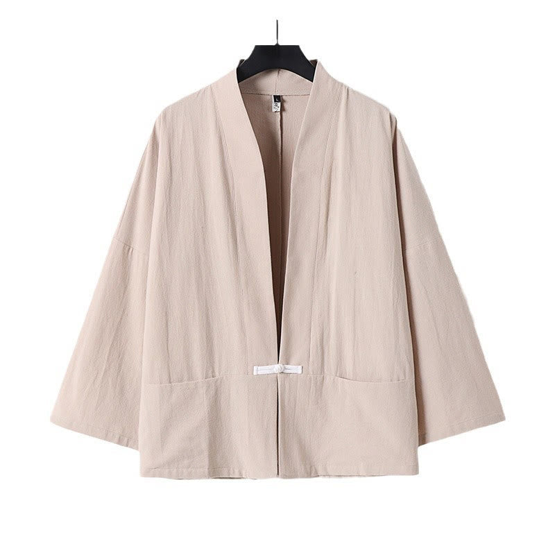 Breathable Cotton Linen Open Front Mindful Layering Kimono Jacket
