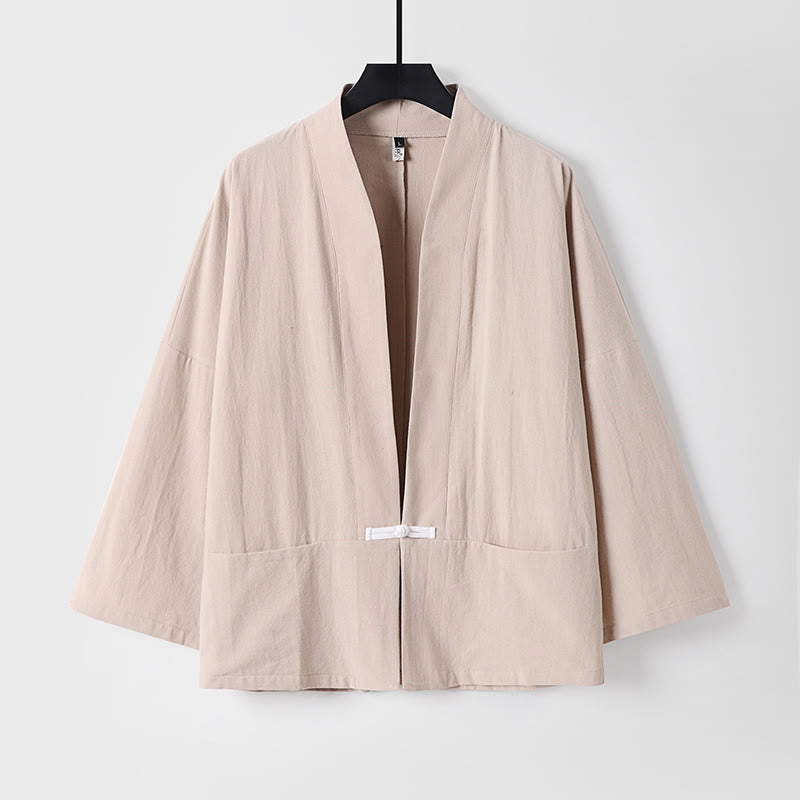Breathable Cotton Linen Open Front Mindful Layering Kimono Jacket