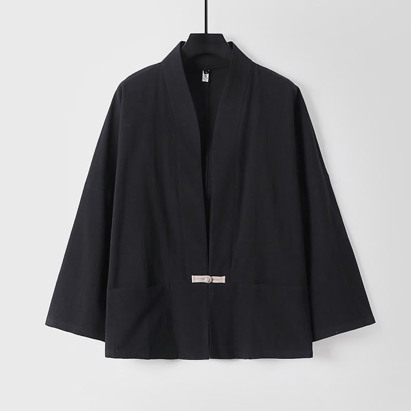 Breathable Cotton Linen Open Front Mindful Layering Kimono Jacket