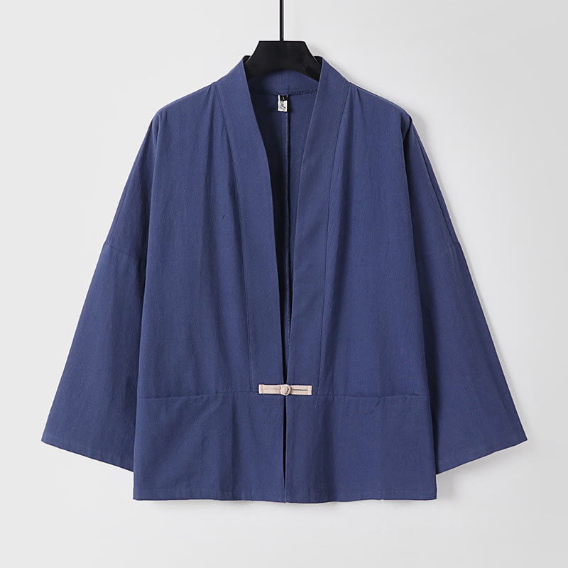 Breathable Cotton Linen Open Front Mindful Layering Kimono Jacket