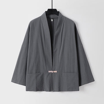 Breathable Cotton Linen Open Front Mindful Layering Kimono Jacket