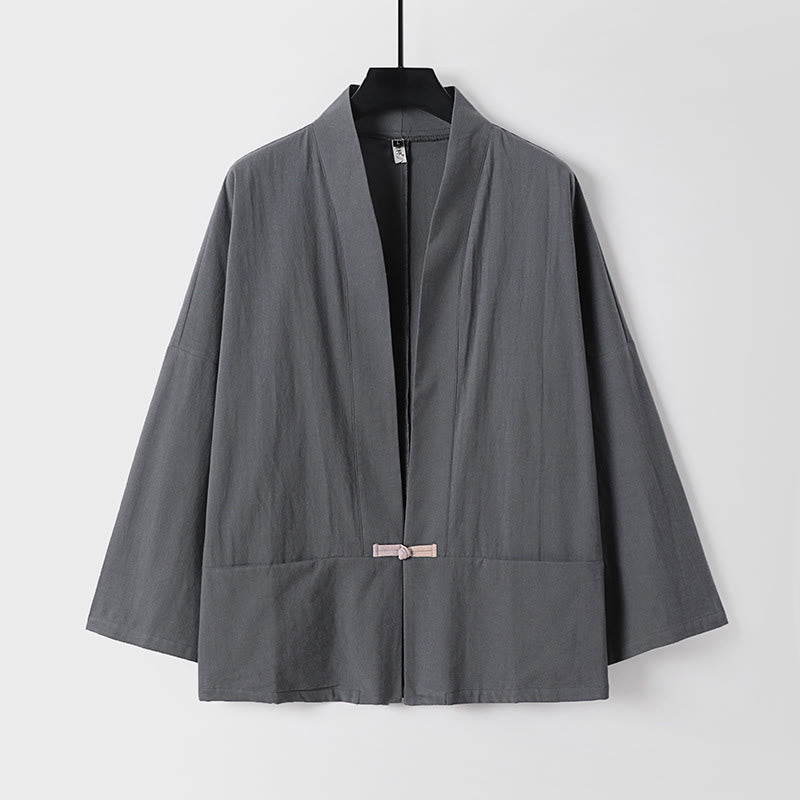 Breathable Cotton Linen Open Front Mindful Layering Kimono Jacket