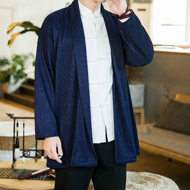 Tactile Cotton Linen Open Front Mindful Meditation Kimono Jacket