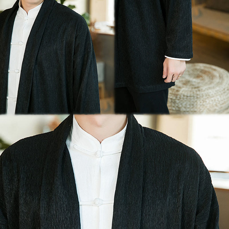 Tactile Cotton Linen Open Front Mindful Meditation Kimono Jacket
