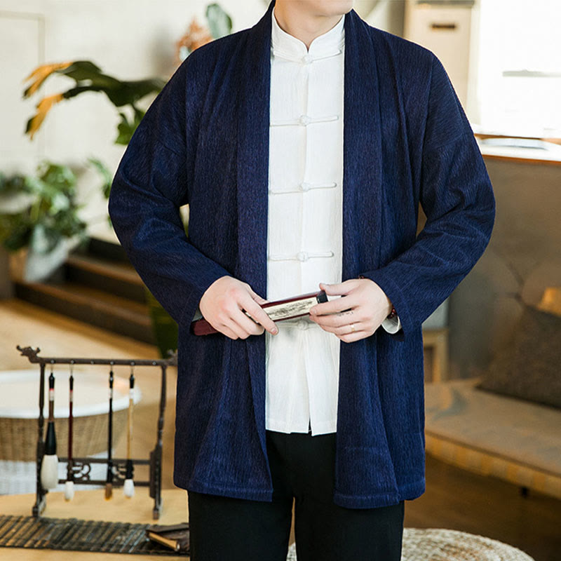 Tactile Cotton Linen Open Front Mindful Meditation Kimono Jacket