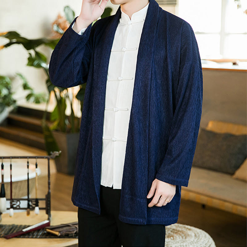 Tactile Cotton Linen Open Front Mindful Meditation Kimono Jacket