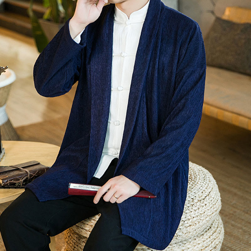 Tactile Cotton Linen Open Front Mindful Meditation Kimono Jacket