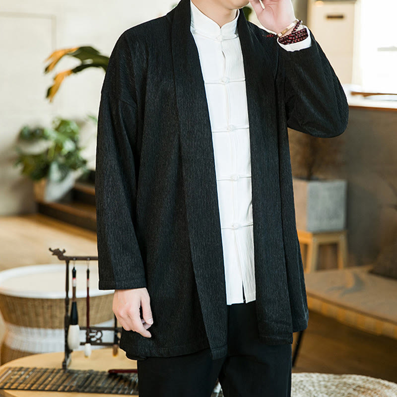 Tactile Cotton Linen Open Front Mindful Meditation Kimono Jacket