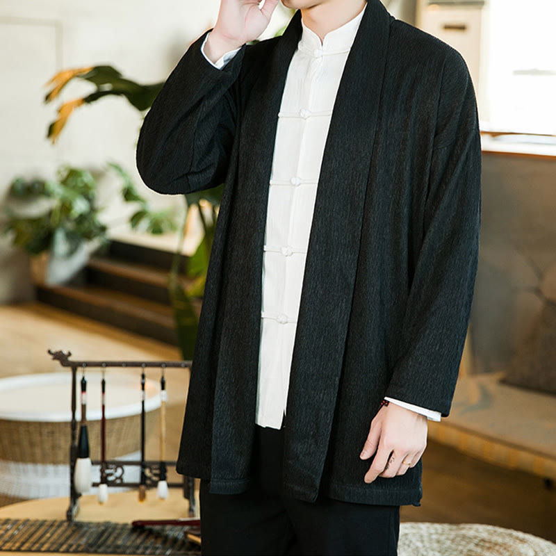 Tactile Cotton Linen Open Front Mindful Meditation Kimono Jacket