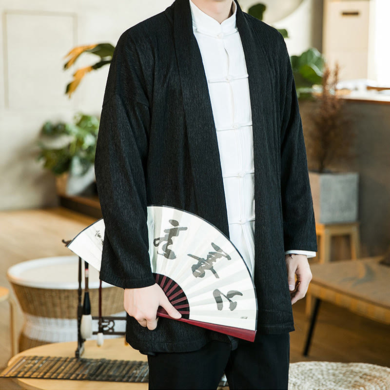 Tactile Cotton Linen Open Front Mindful Meditation Kimono Jacket