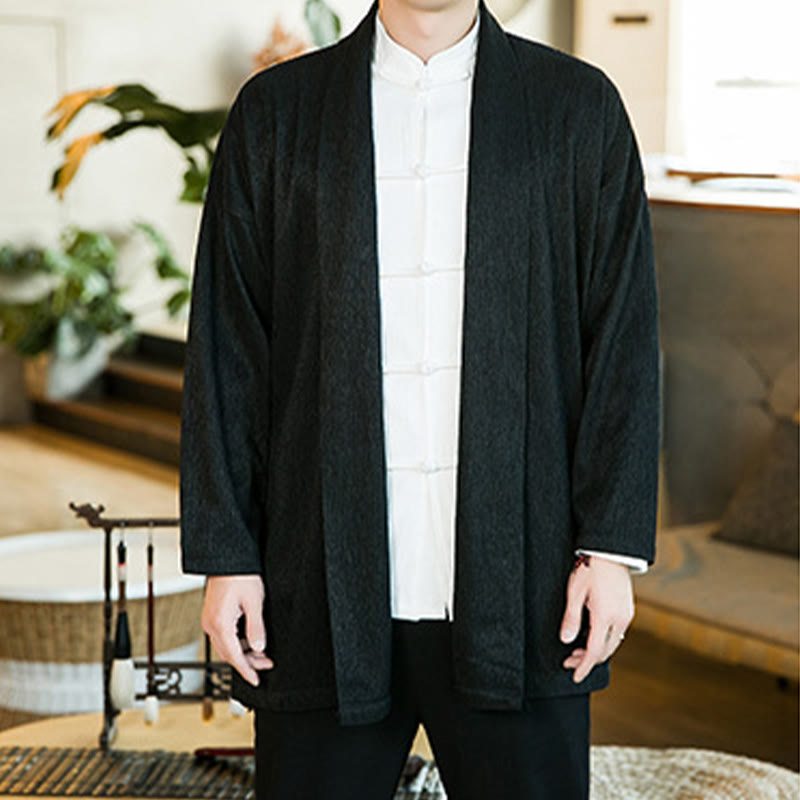 Tactile Cotton Linen Open Front Mindful Meditation Kimono Jacket