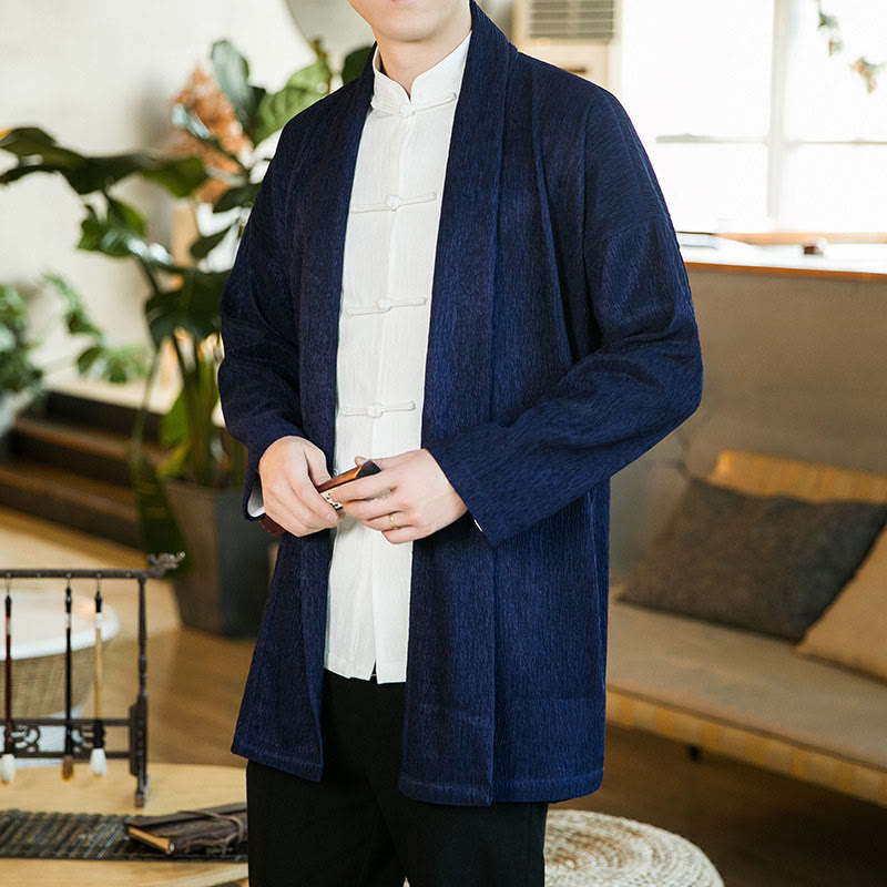 Tactile Cotton Linen Open Front Mindful Meditation Kimono Jacket