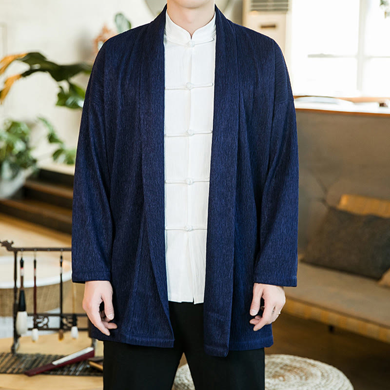 Tactile Cotton Linen Open Front Mindful Meditation Kimono Jacket