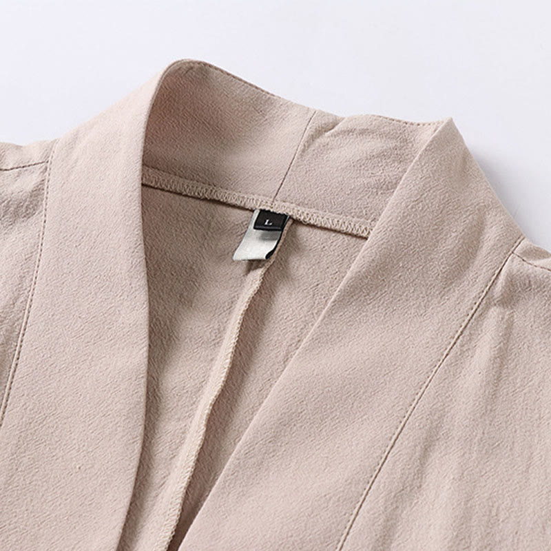 Breathable Cotton Linen Open Front Mindful Layering Kimono Jacket