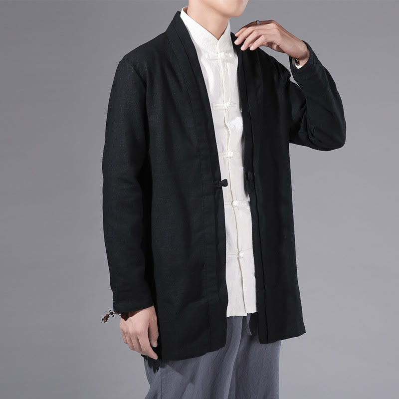 Cotton Linen Open Front Mindful Transition Men's Kimono Jacket