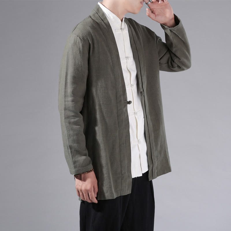 Cotton Linen Open Front Mindful Transition Men's Kimono Jacket