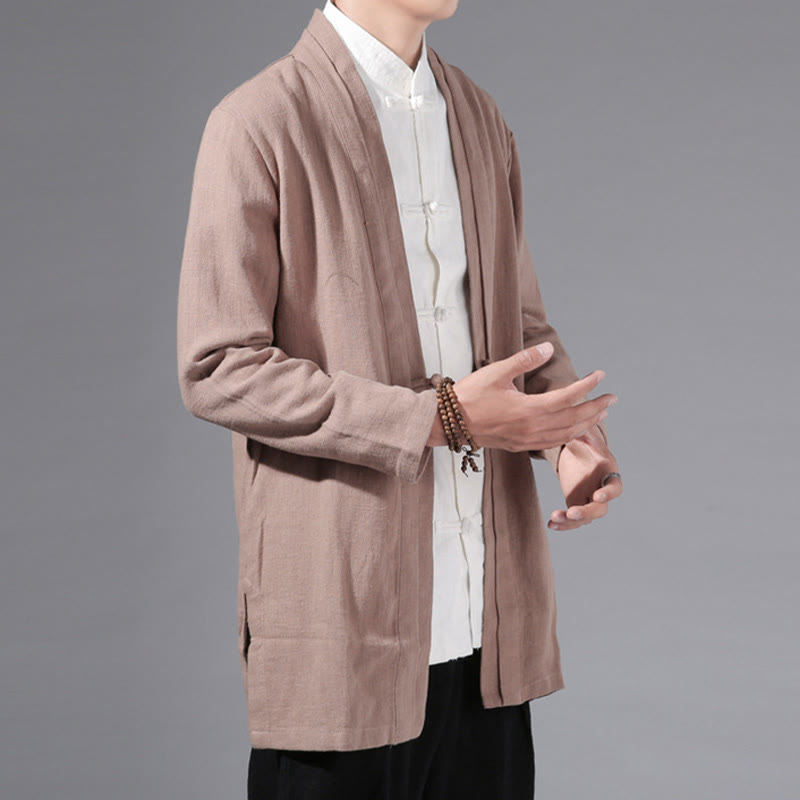 Cotton Linen Open Front Mindful Transition Men's Kimono Jacket