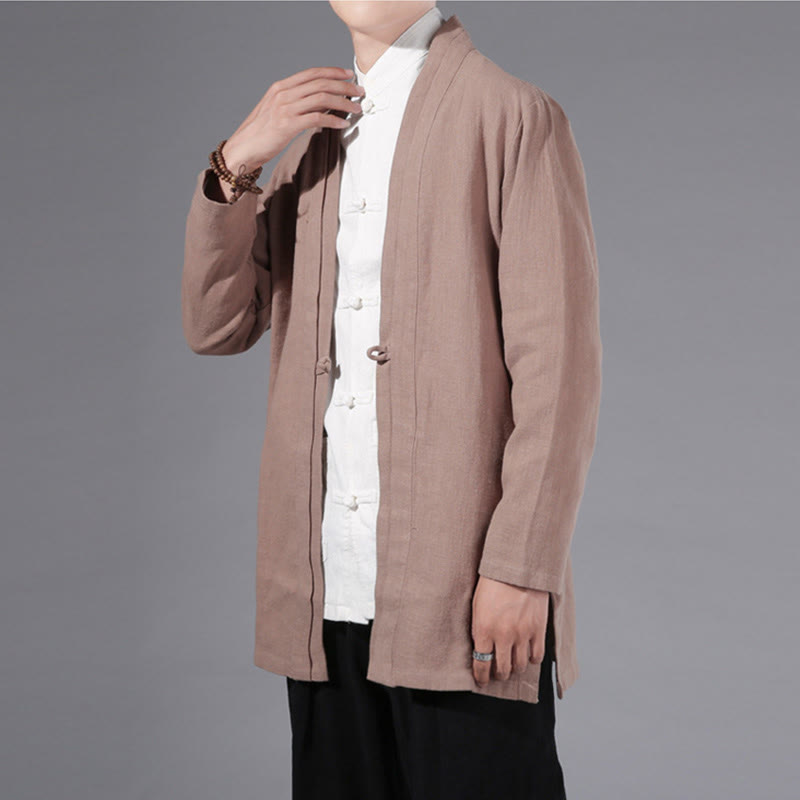 Cotton Linen Open Front Mindful Transition Men's Kimono Jacket