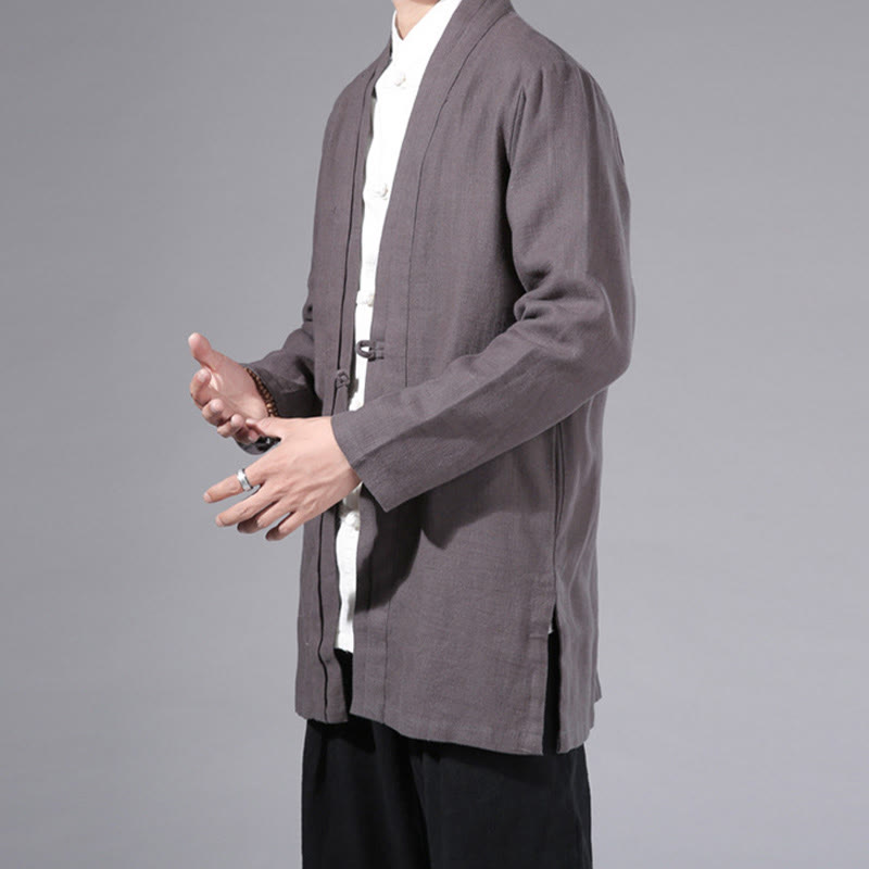 Cotton Linen Open Front Mindful Transition Men's Kimono Jacket