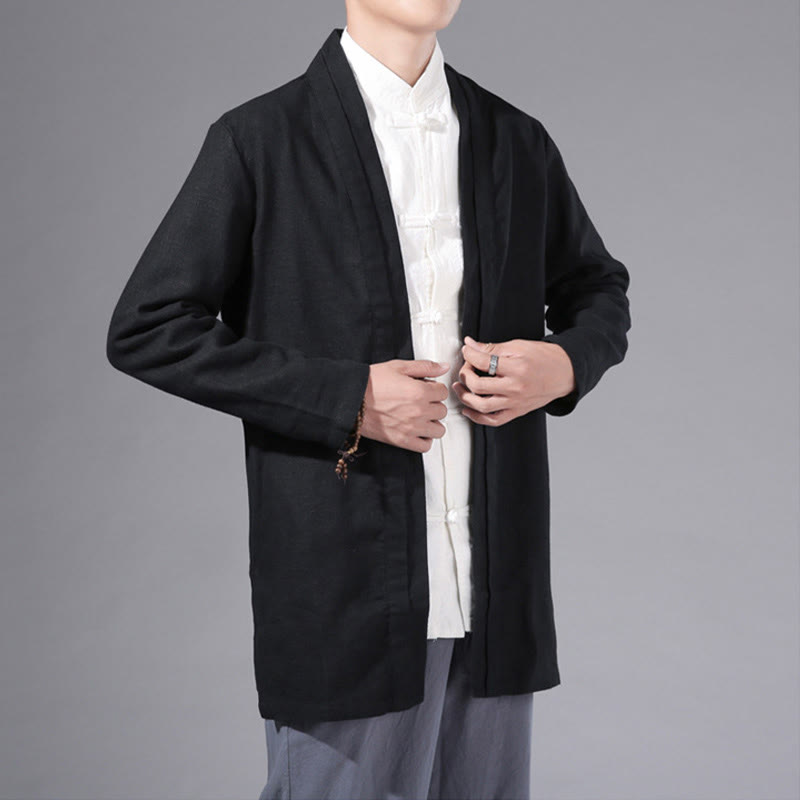 Cotton Linen Open Front Mindful Transition Men's Kimono Jacket