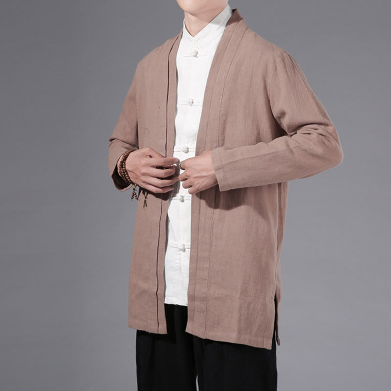 Cotton Linen Open Front Mindful Transition Men's Kimono Jacket