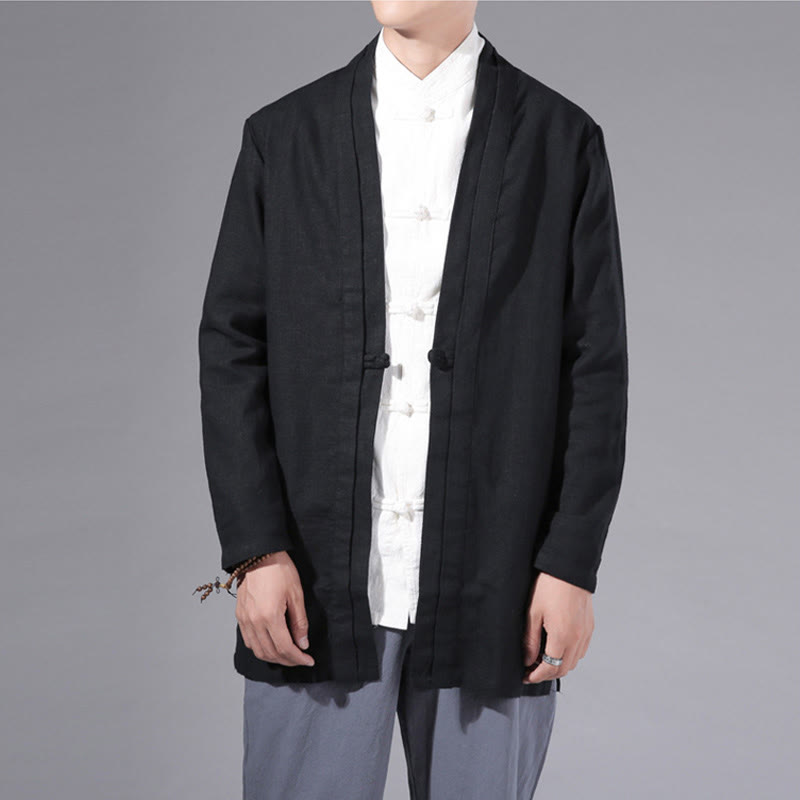 Cotton Linen Open Front Mindful Transition Men's Kimono Jacket