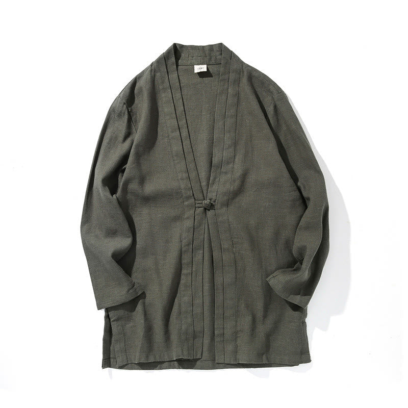 Cotton Linen Open Front Mindful Transition Men's Kimono Jacket