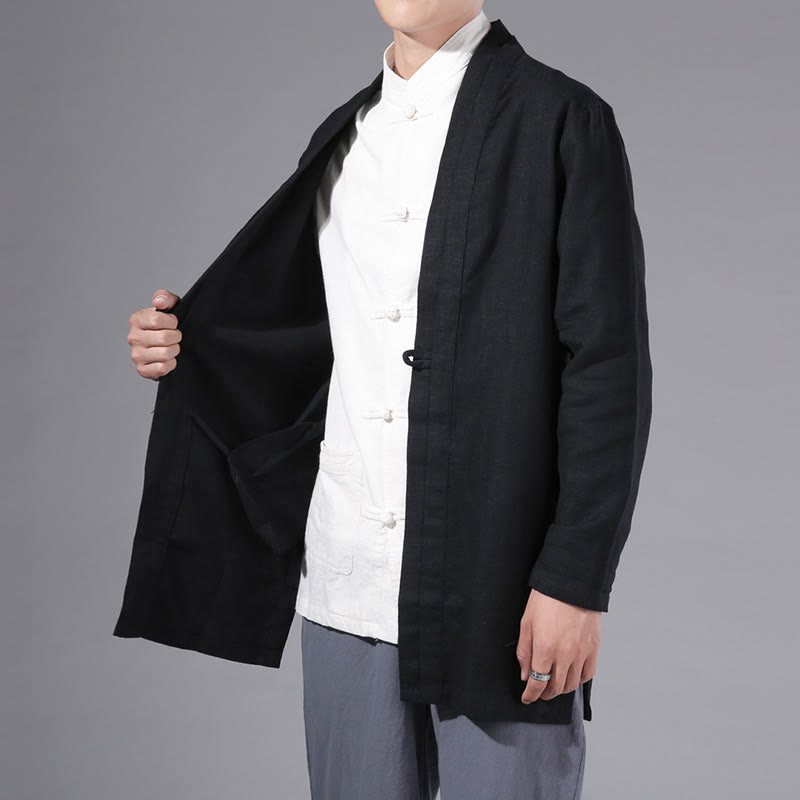 Cotton Linen Open Front Mindful Transition Men's Kimono Jacket