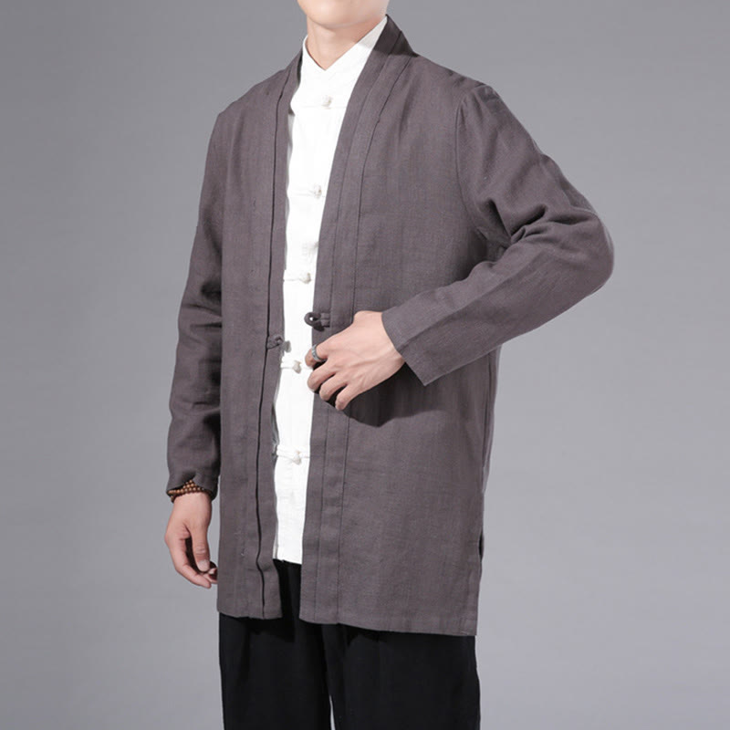 Cotton Linen Open Front Mindful Transition Men's Kimono Jacket