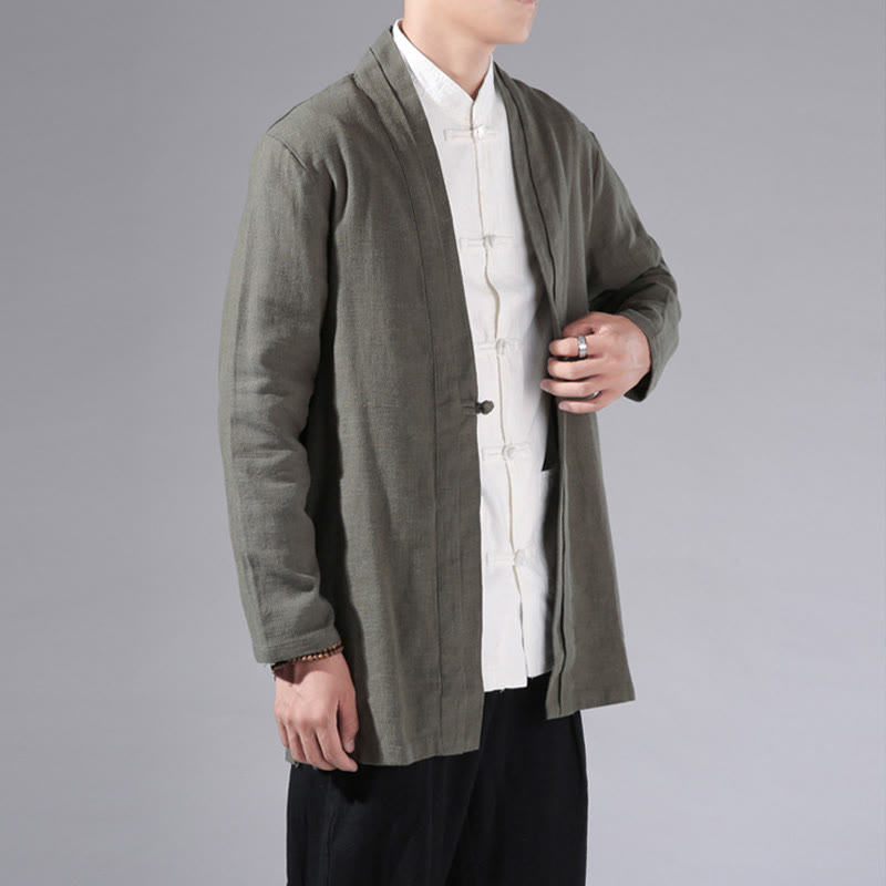 Cotton Linen Open Front Mindful Transition Men's Kimono Jacket