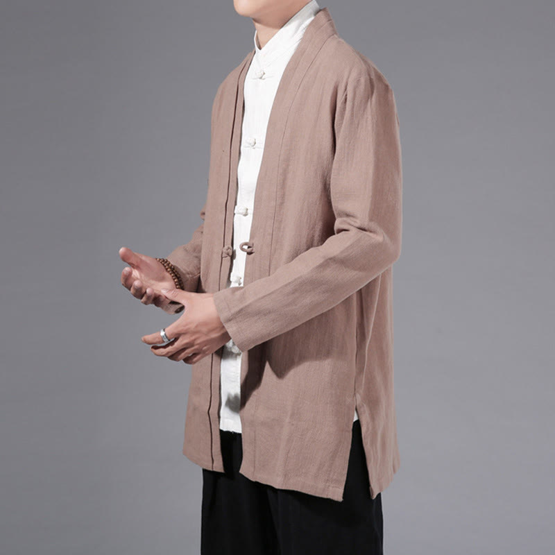 Cotton Linen Open Front Mindful Transition Men's Kimono Jacket