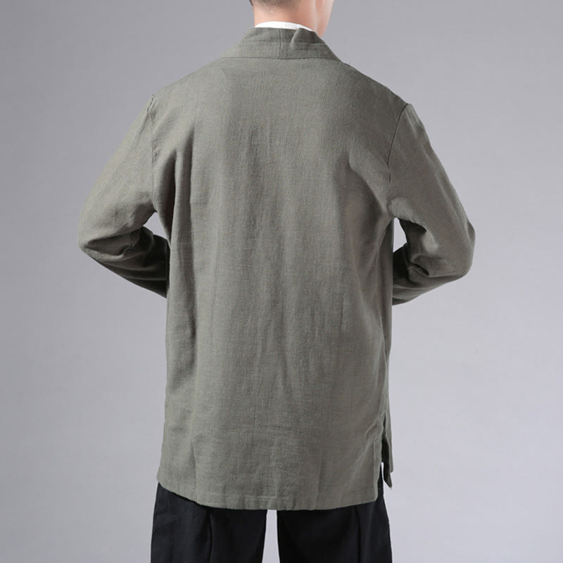 Cotton Linen Open Front Mindful Transition Men's Kimono Jacket